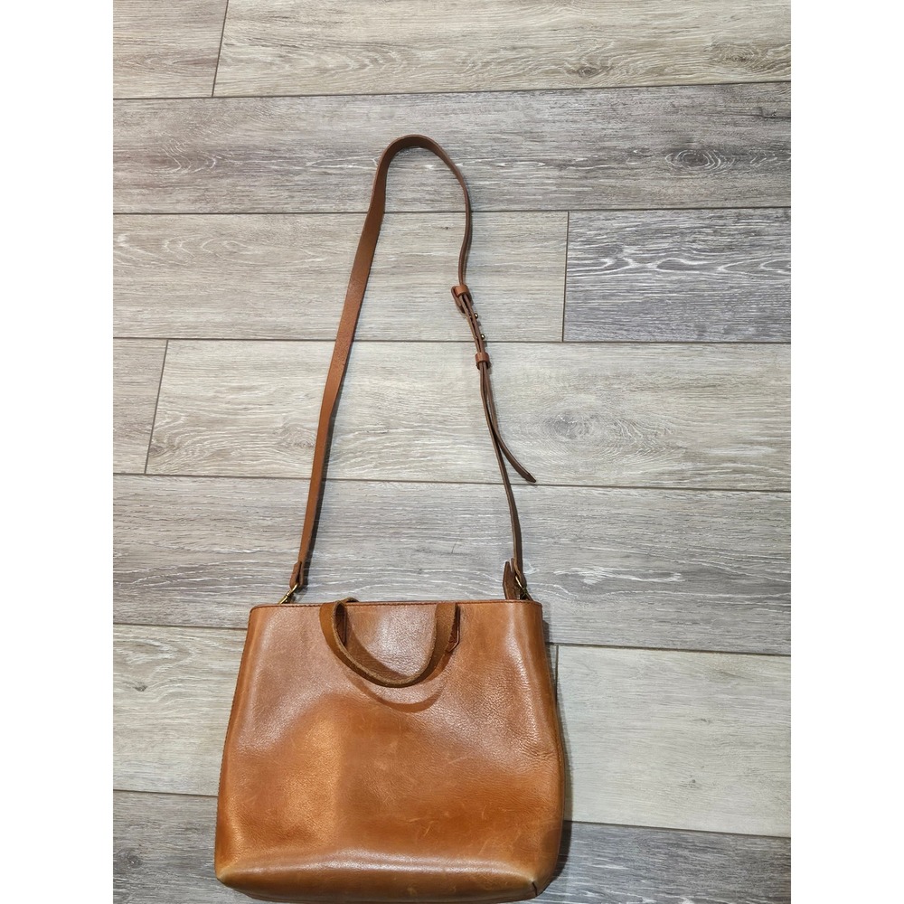 Madewell Transport Crossbody Bag English Saddle Brown Leather Zip Top G1882